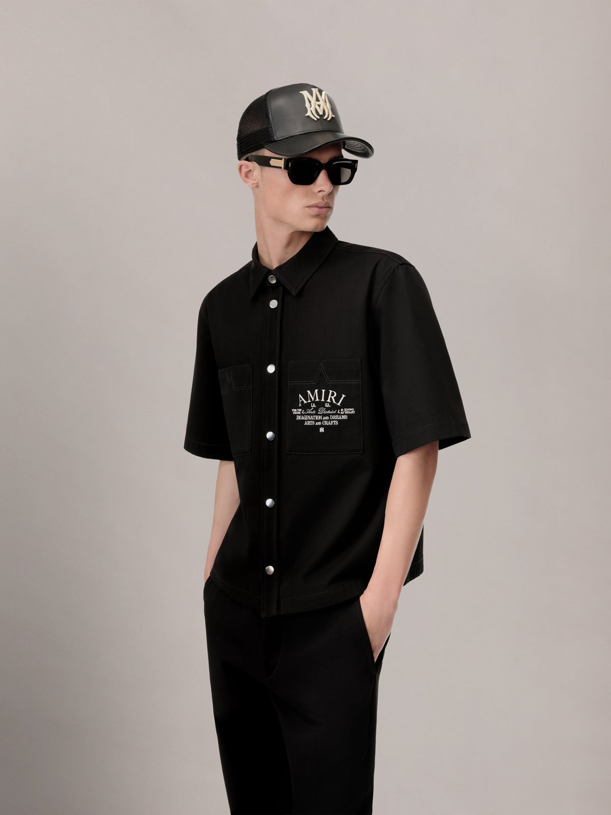 AMIRI ARTS DISTRICT CAMP SHIRT - BLACK view 4