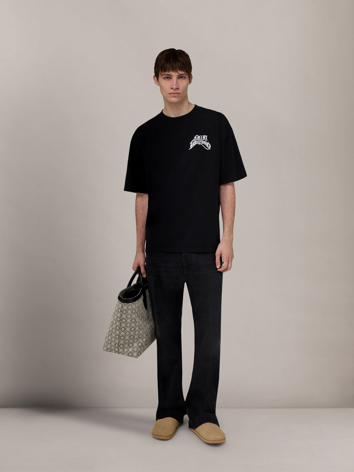 AMIRI HOLLYWOOD LIGHTWEIGHT JERSEY SKATE TEE - Black view 2