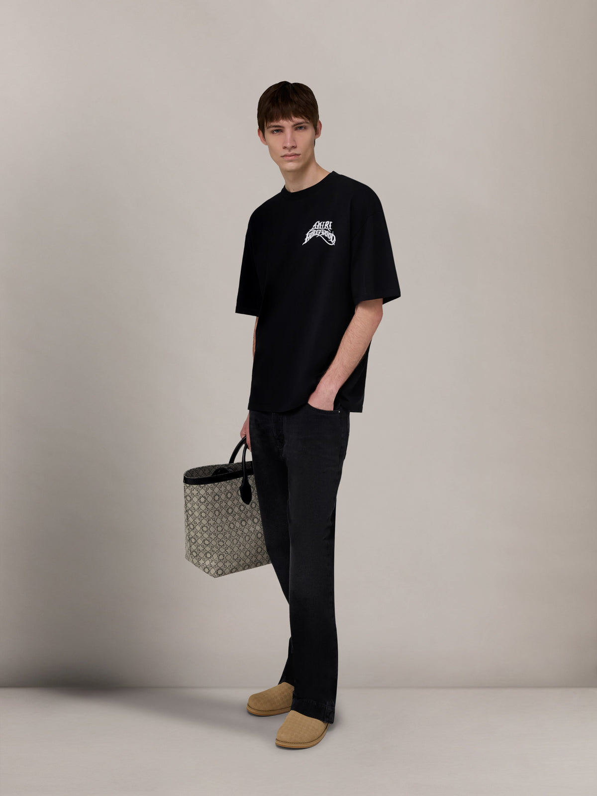 AMIRI HOLLYWOOD LIGHTWEIGHT JERSEY SKATE TEE - Black view 3