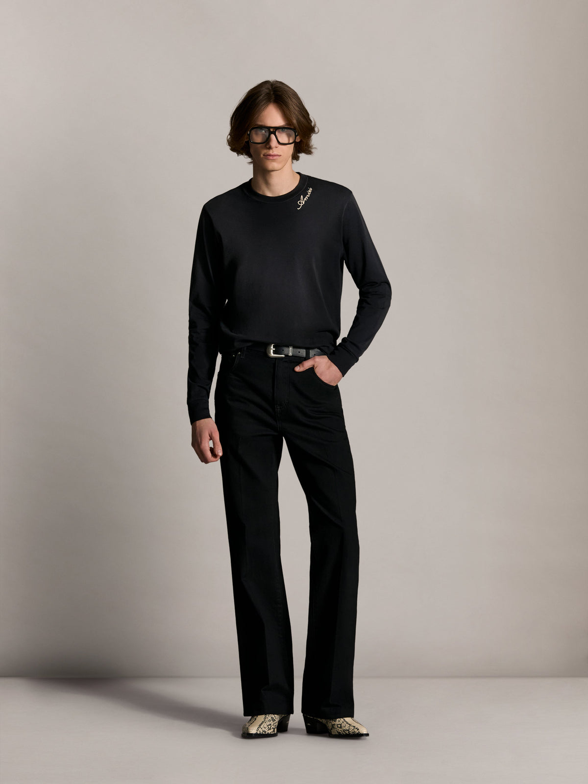 AMIRI SCRIPT OVERSIZED LONG SLEEVE TEE - Black view 2