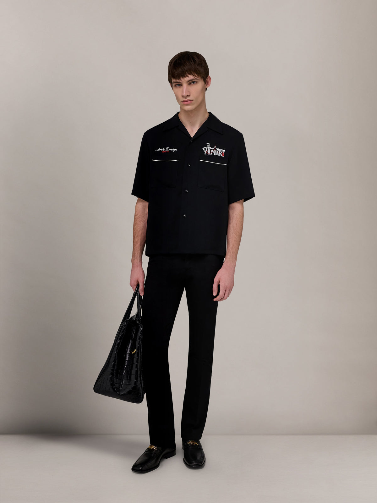 AMIRI STUDIO CREPE CAMP SHIRT - Black view 2