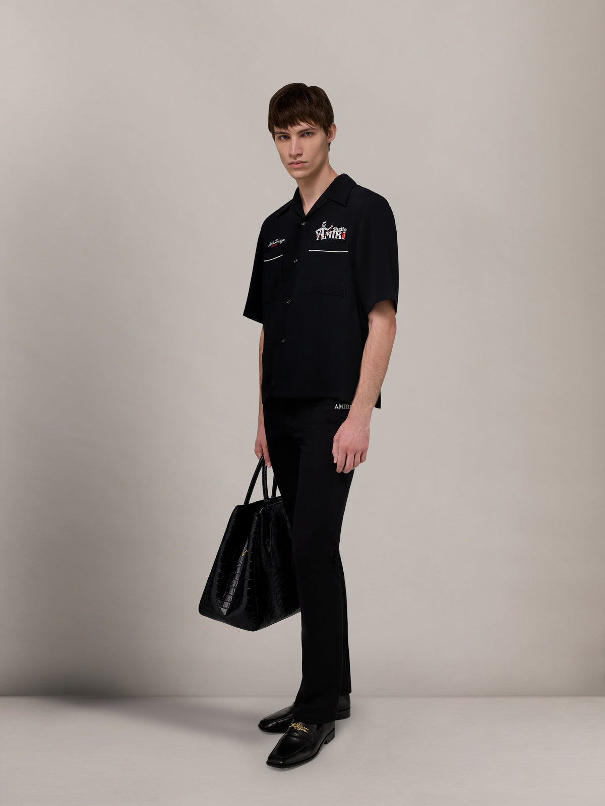AMIRI STUDIO CREPE CAMP SHIRT - Black view 3