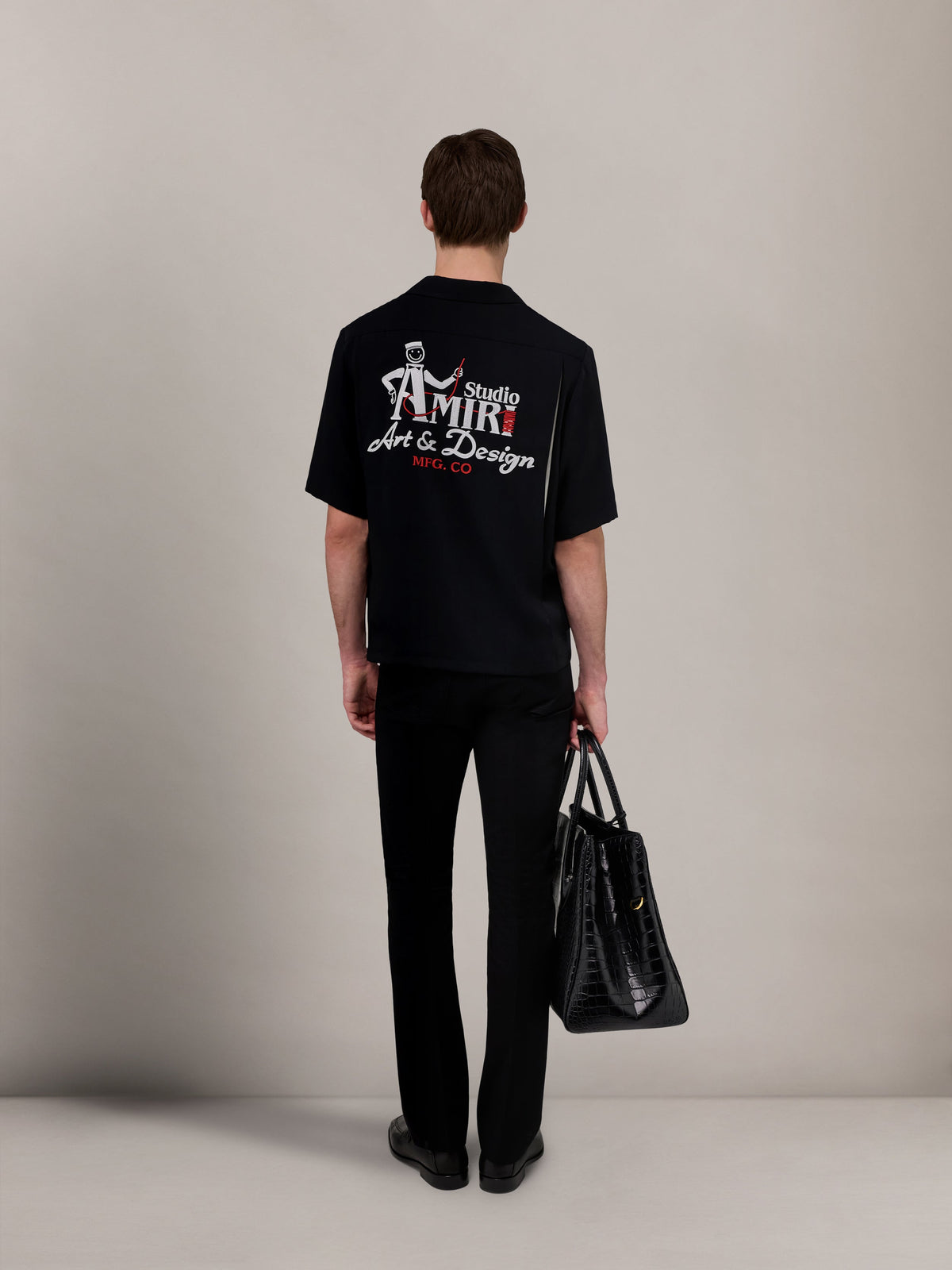 AMIRI STUDIO CREPE CAMP SHIRT - Black view 4