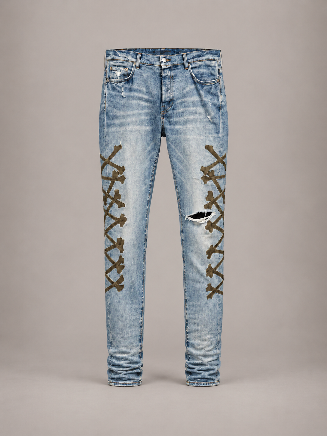 Light wash bone lace MX1 jean front product photo