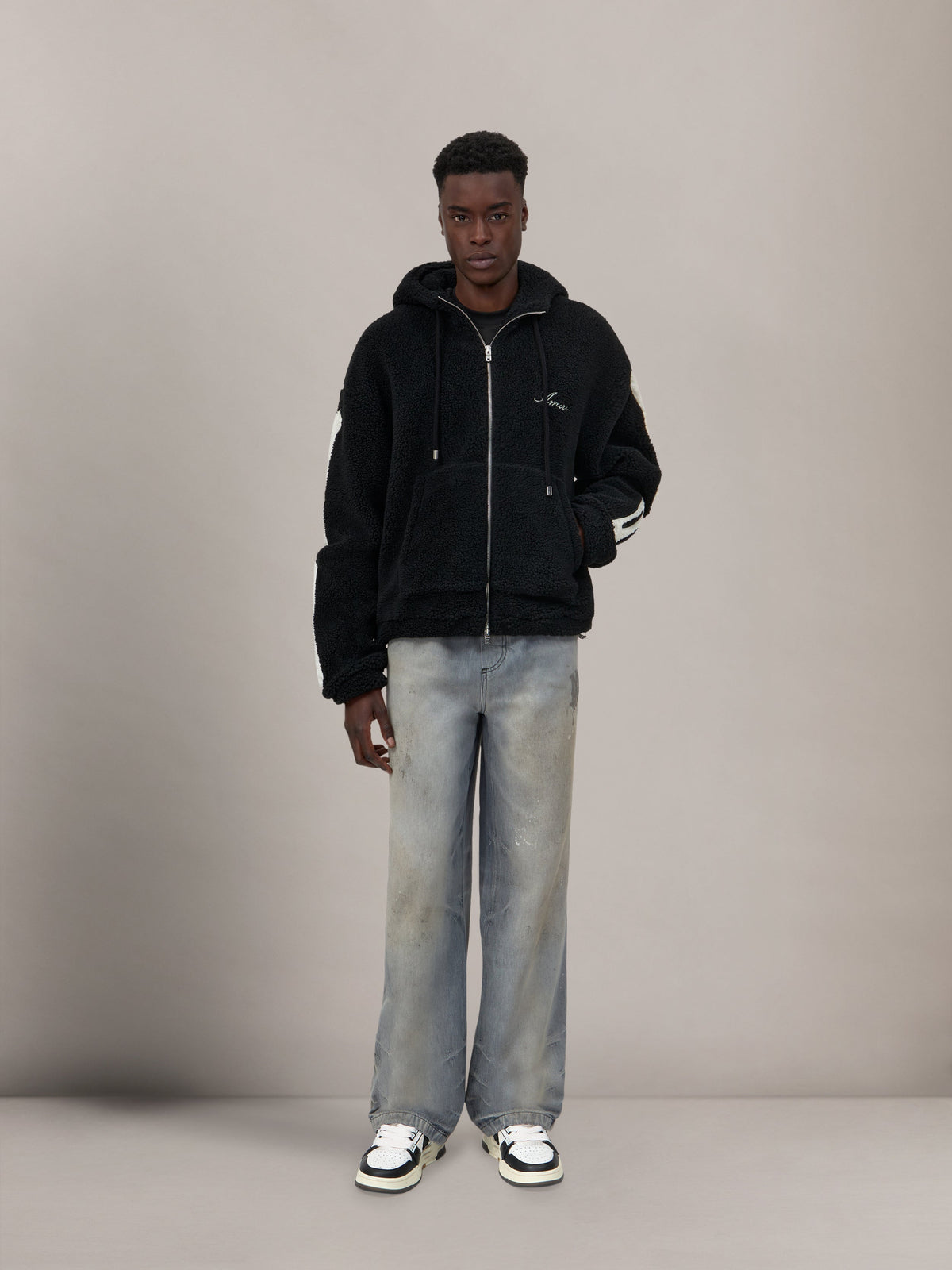BONES FLEECE ZIP HOODIE - Black view 2