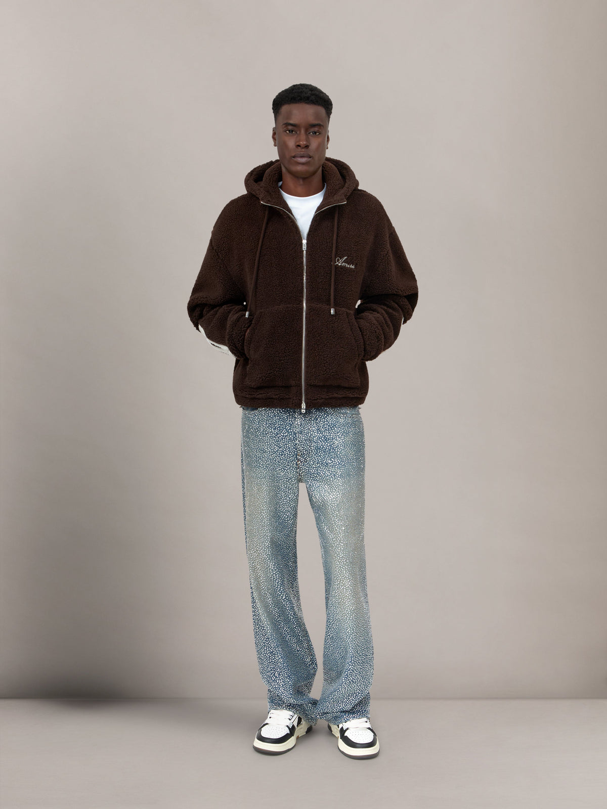 BONES FLEECE ZIP HOODIE - Dark Brown view 2