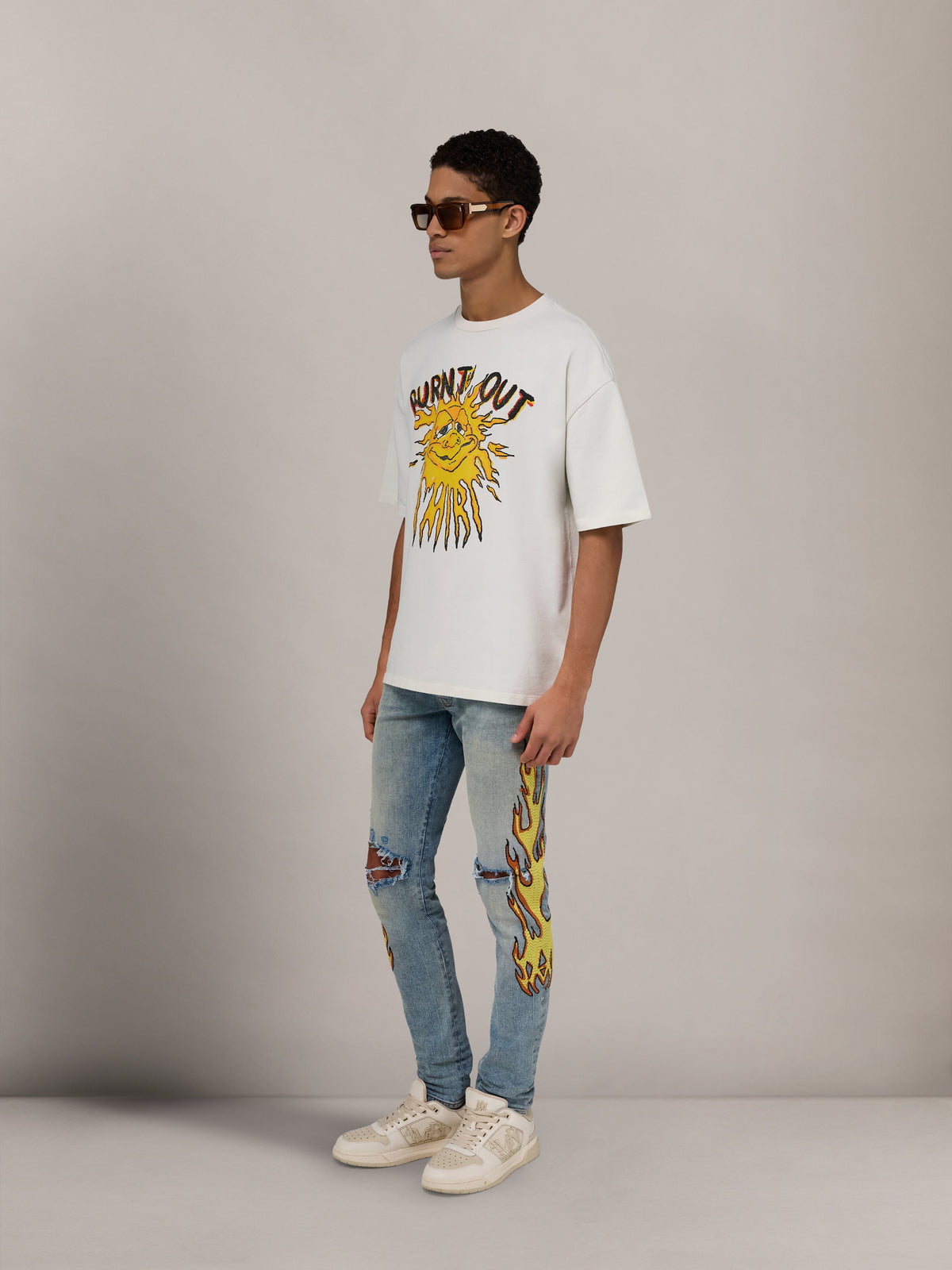 FLAMES EMB SKINNY JEAN - Ash Indigo view 3