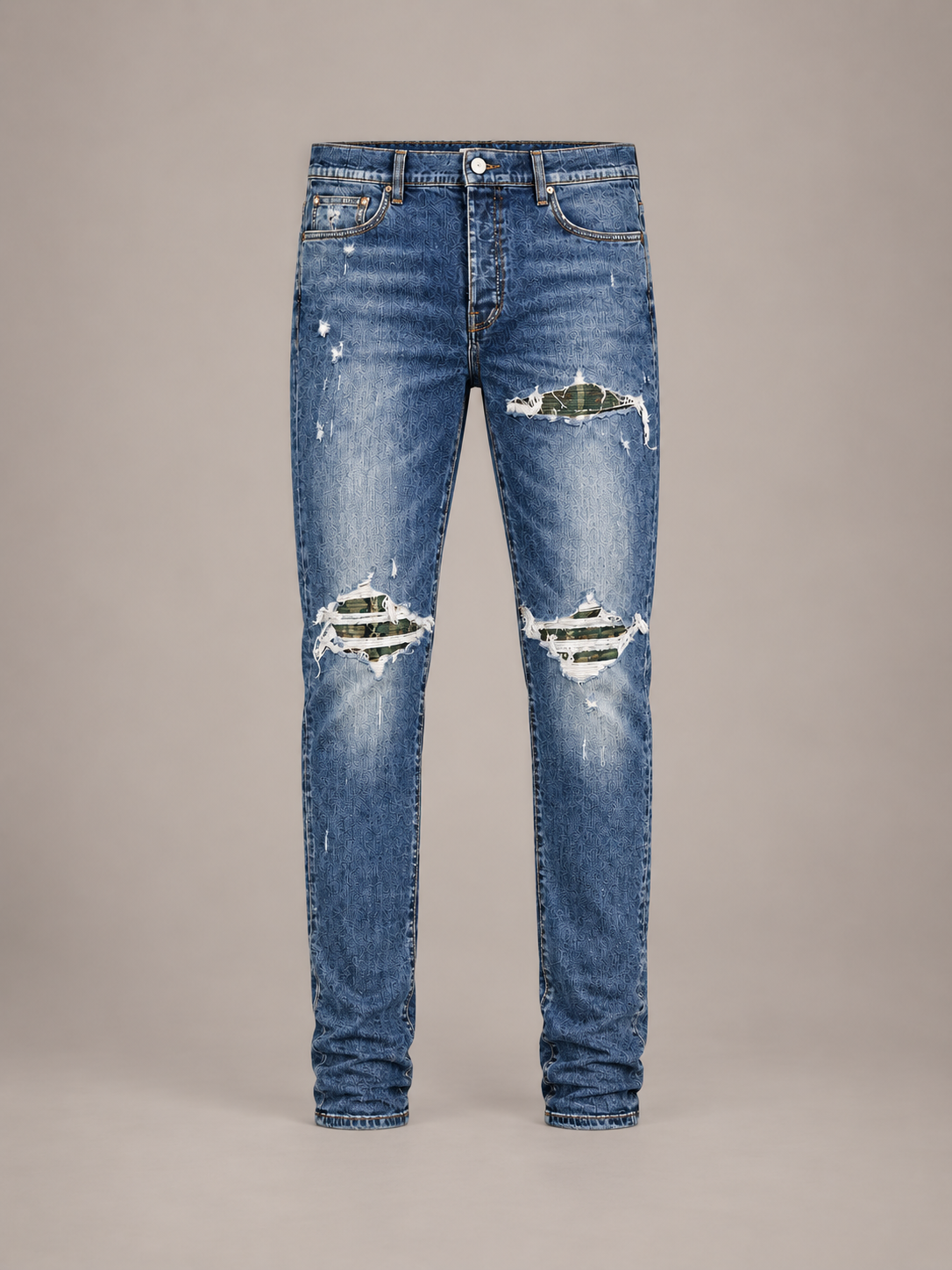 Indigo green patch MX1 jean front product photo