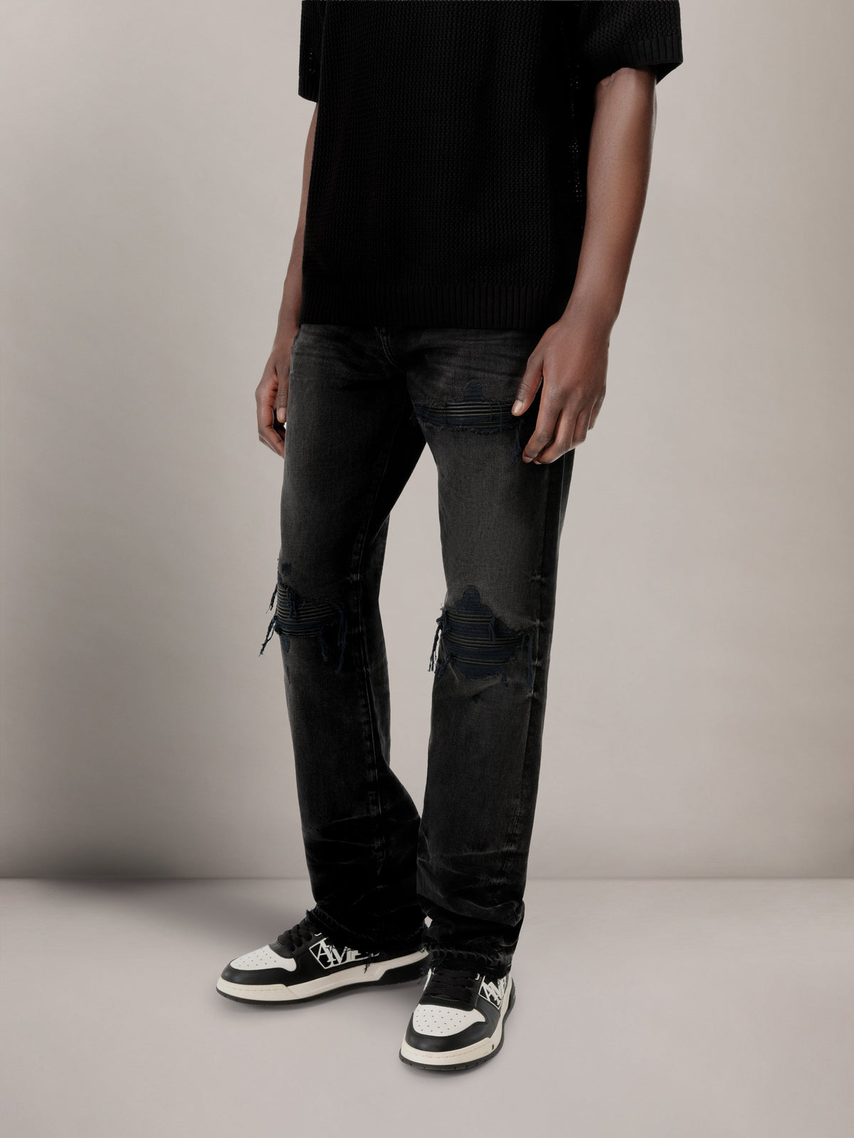 LEATHER STRAIGHT MX1 JEAN - Vintage Black view 4