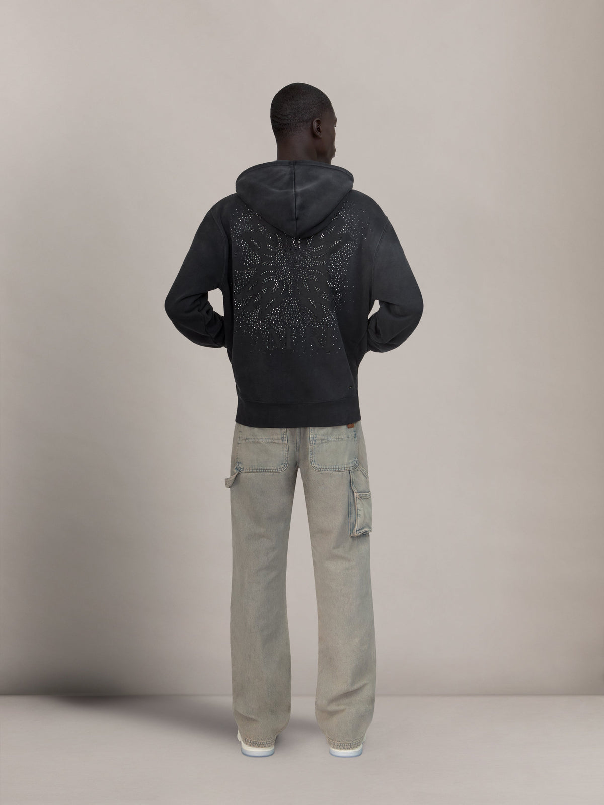 MA QUAD CRYSTAL ZIP HOODIE - Black view 4