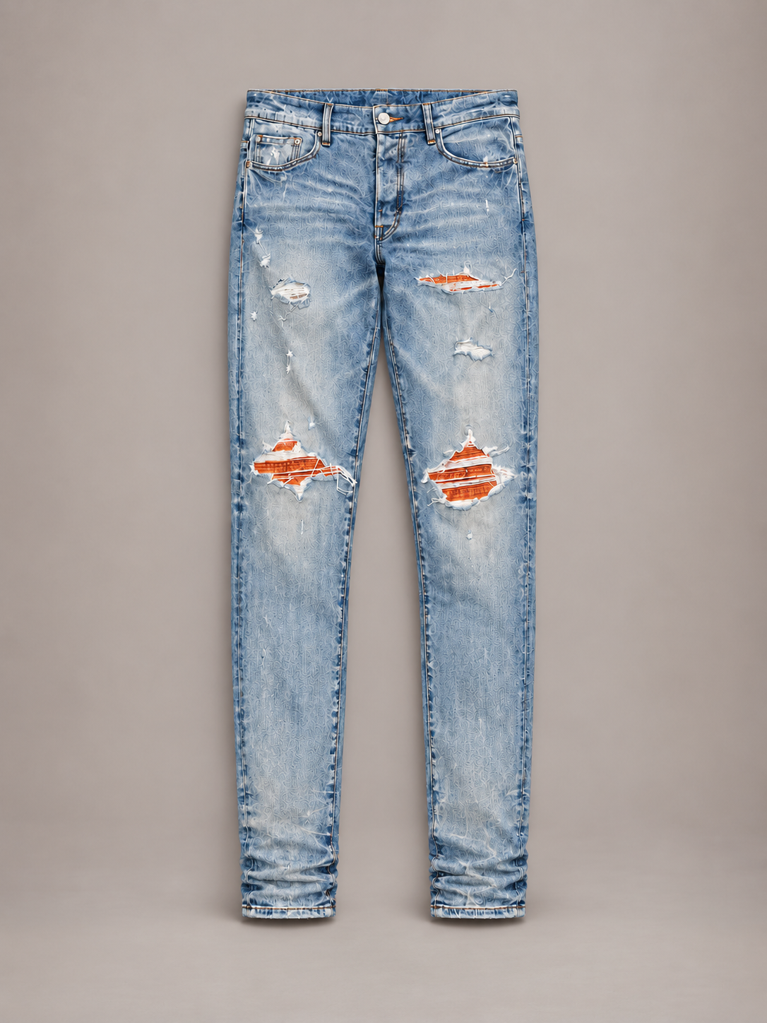 Light wash orange patch MX1 jean front product photo
