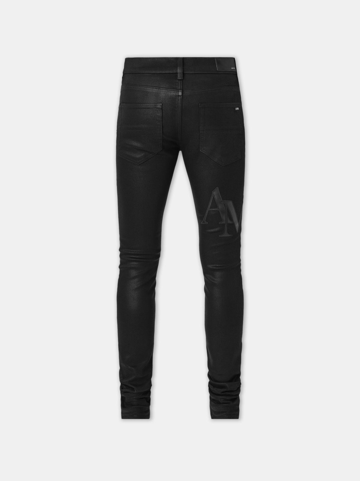 WAXED STAGGERED LOGO SKINNY JEAN - Black Wax view 3