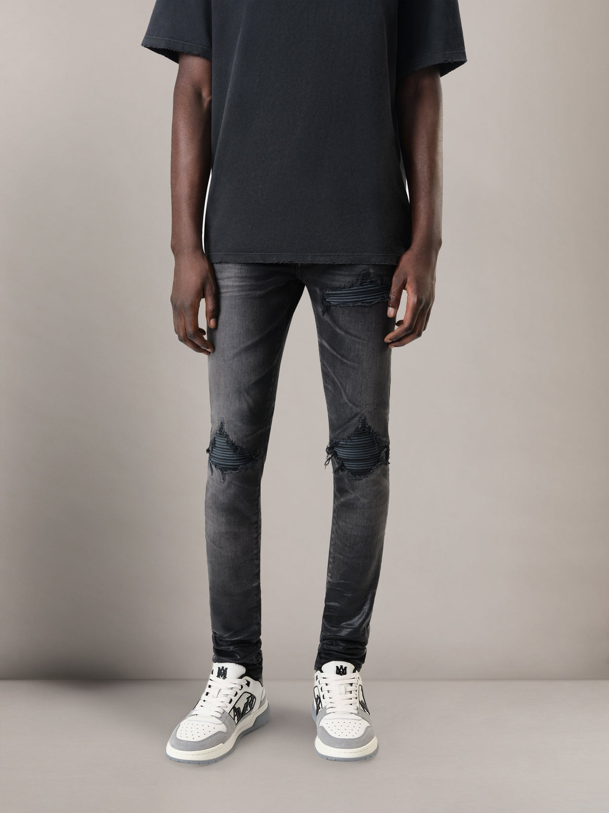 WAXED TONAL MX1 JEAN - Waxed Faded Black view 3